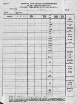 "MMTB Ticket issuing machine – one man operators running journal"