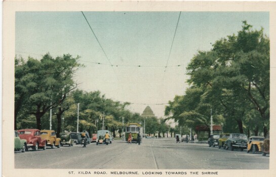 "St Kilda Road, Melbourne looking towards the shrine"