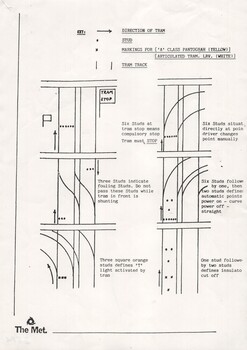 "Stud Markings for (A class tram pantograph (yellow)) and (Articulated Tram LRV White)"
