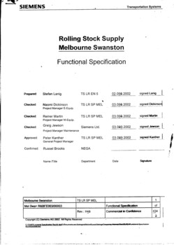 "Rolling stock supply – Melbourne Swanston – Function Specification"