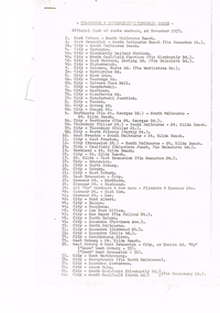 "Official list of route numbers, at November 1957"