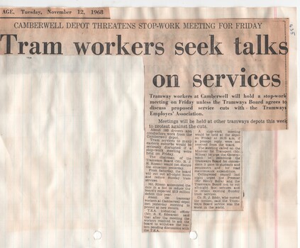 "Tram works seek talks on services", "Risson: We should run all buses..."  "Tram stop hinges on new rosters"