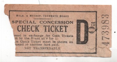 "Special Concession Check Ticket"