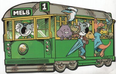 novelty style, cut out around a Melbourne W class cartoon image
