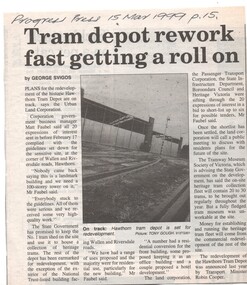 "Tram depot rework fast getting a roll on"