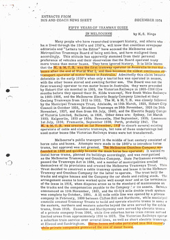 "Extracts from Bus and Coach News Sheet - Fifty years of Tramway Buses in Melbourne"