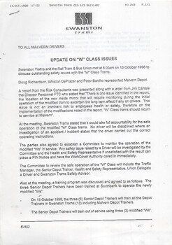 "Update on "W" Class Issues"