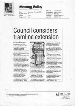 "Council considers tramline extension"