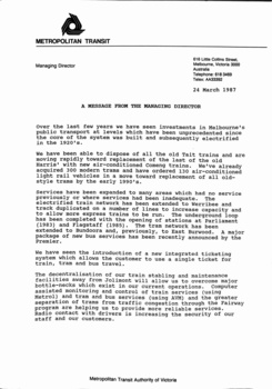 "MTA Business Planning Report No. 1 - Analysis of the Existing situation"