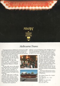 "The Colonial Tramcar Restaurant - Menu"