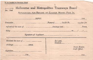 "Application for Refund or Change Money Paid In"