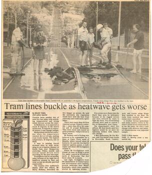 "Tram lines buckle as heatwave gets worse"