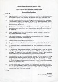 "MMTB Notice to Drivers and Conductors - Essendon Depot - Crossing Cable Tram Lines"
