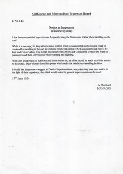 "MMTB Notice to Inspectors (Electric System)"