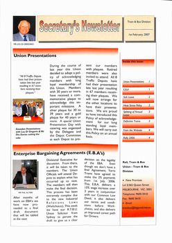 "Secretary's Newsletter 1st February 2007"