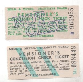 MMTB Pensioner's Concession Check Tickets.