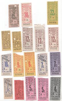 Set of 18 MMTB decimal currency tickets.
