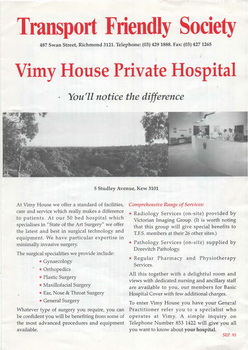 "Transport Friendly Society - Vimy House Private Hospital"