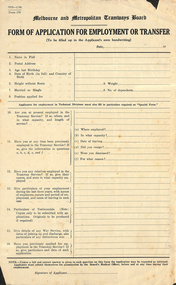 "Form of Application for Employment or Transfer"