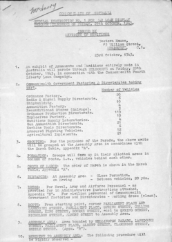 Special Instruction No 1 for War Loan Display through Melbourne on Friday 29 October 1943