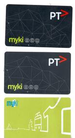 Set of three Myki rechargeable tickets