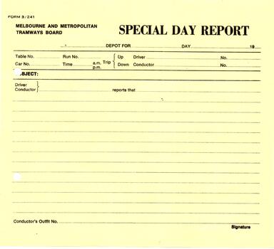 "Special Day Report"