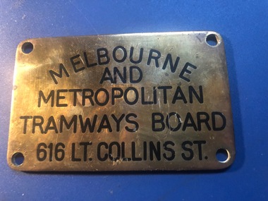 Functional object - Address Plate, Melbourne & Metropolitan Tramways Board (MMTB), 1950's?