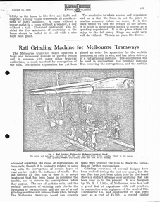 "Rail Grinding Machine for Melbourne Tramways"