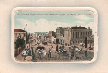 "Collins St looking East from Wesleyan Chapel, Melbourne in the fifties"