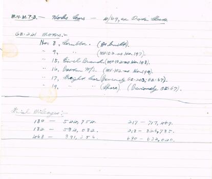 "MMTB Works Cars - 4/69 Data Sheets" "Final Mileages"