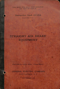 "General Electric - Straight Air Brake Equipment Instruction Book 84564A"
