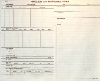 "Workshops and Runningsheds Branch - Daily Log Book"