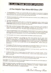 "B class Tram Driver Upgrade - A few Helpful tips about B2-Class LRV"