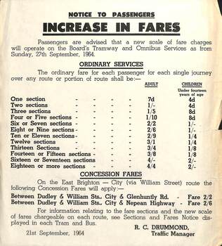 "Increase in Fares", "Scholars' Concession Tickets"