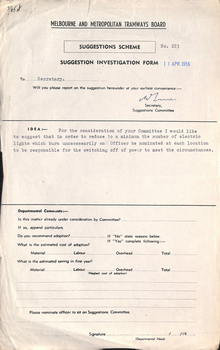 "Suggestions Scheme - Suggestion Investigation Form"