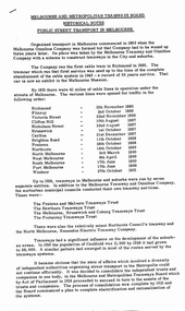 "Historical Notes public street transport in Melbourne"
