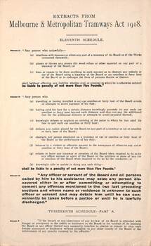 "Extracts from Melbourne and Metropolitan Tramways Act 1918"