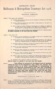 "Extracts from Melbourne and Metropolitan Tramways Act 1918"