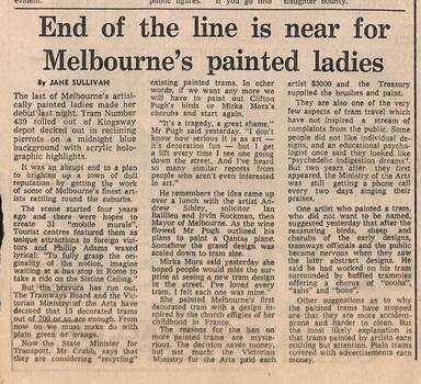 "End of the line is near for Melbourne's painted ladies"