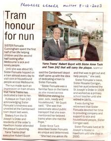 "Tram Honour for nun"
