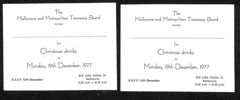 "Christmas Drinks on Monday 19th December 1977"