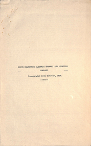 "North Melbourne electric Tramway and Lighting Company"