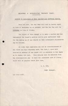 "Increased wages to Employees",  "Notice to Employees at Kew, Malvern and Hawthorn Depots"