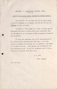 "Increased wages to Employees",  "Notice to Employees at Kew, Malvern and Hawthorn Depots"