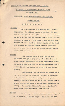 "Manufacture, supply and delivery of iron castings contract No. 96"