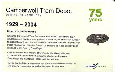 "Camberwell Tram Depot 75 Years"