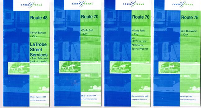 Set of 15 Yarra Trams timetables