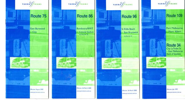 Set of 15 Yarra Trams timetables