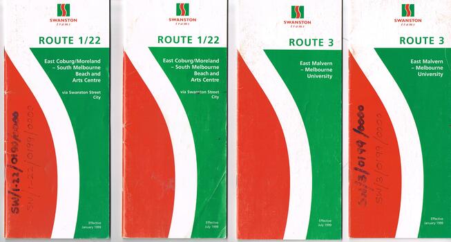 Set of Swanston Trams timetables
