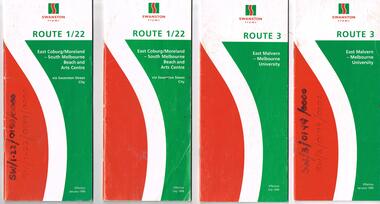 Set of Swanston Trams timetables
